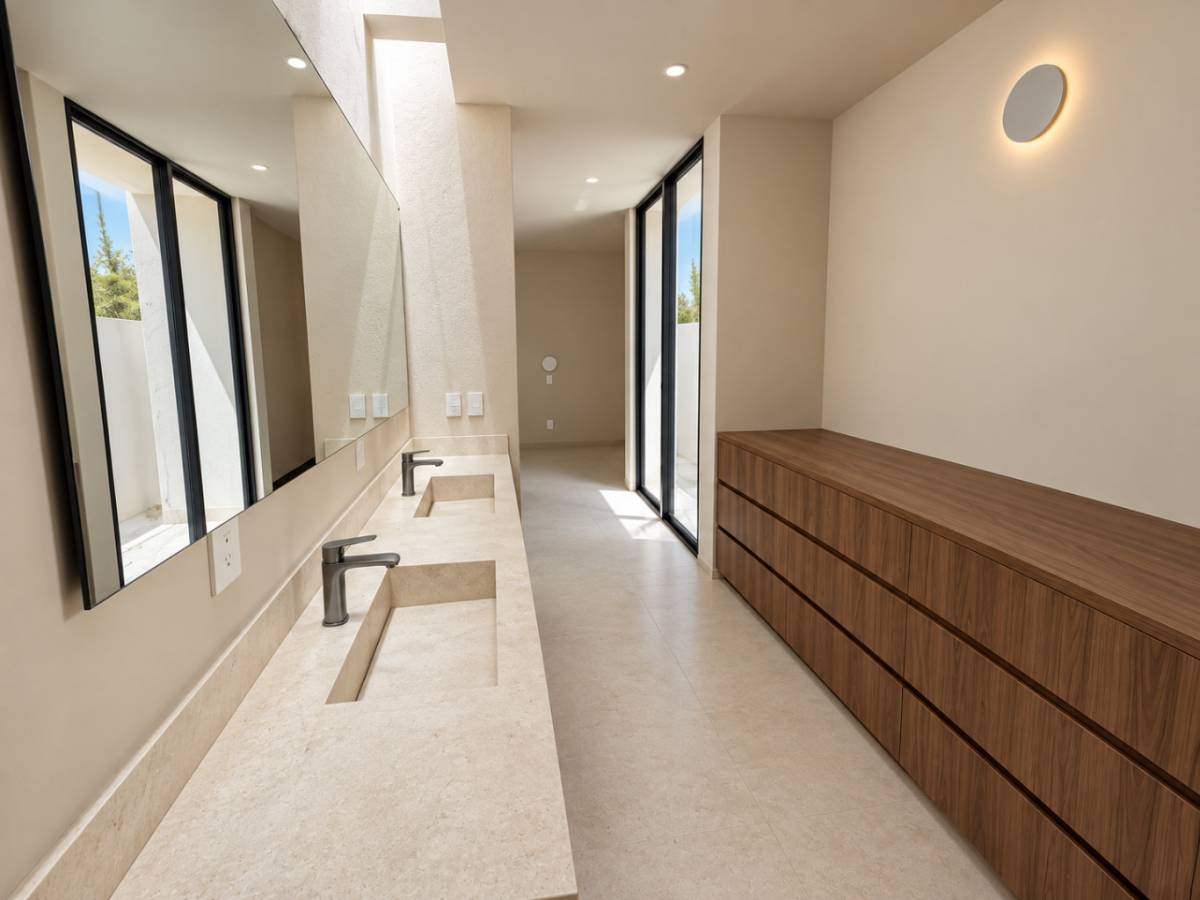 Baño principal con doble lavabo